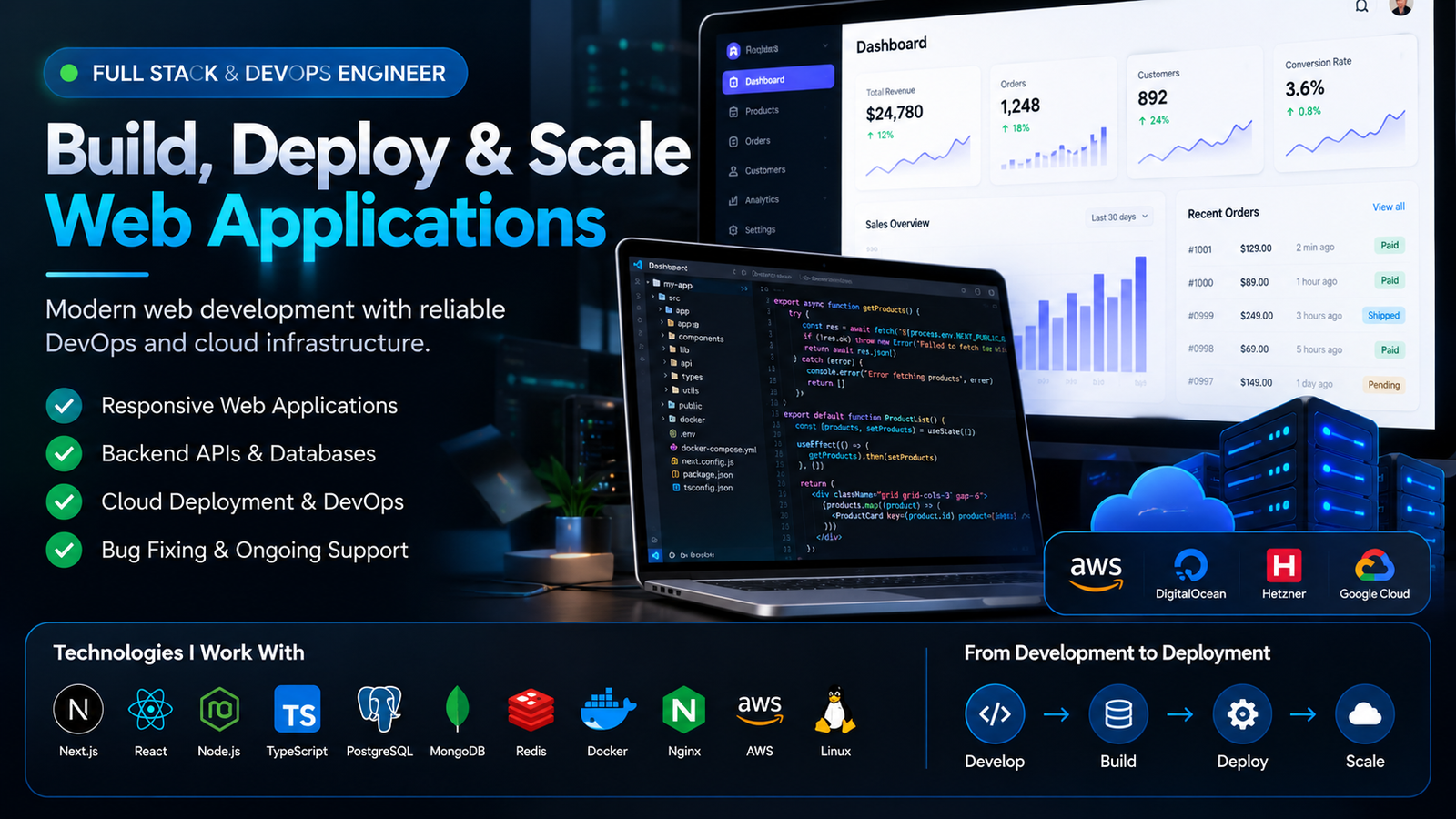 I will be your full stack developer and DevOps engineer for web applications